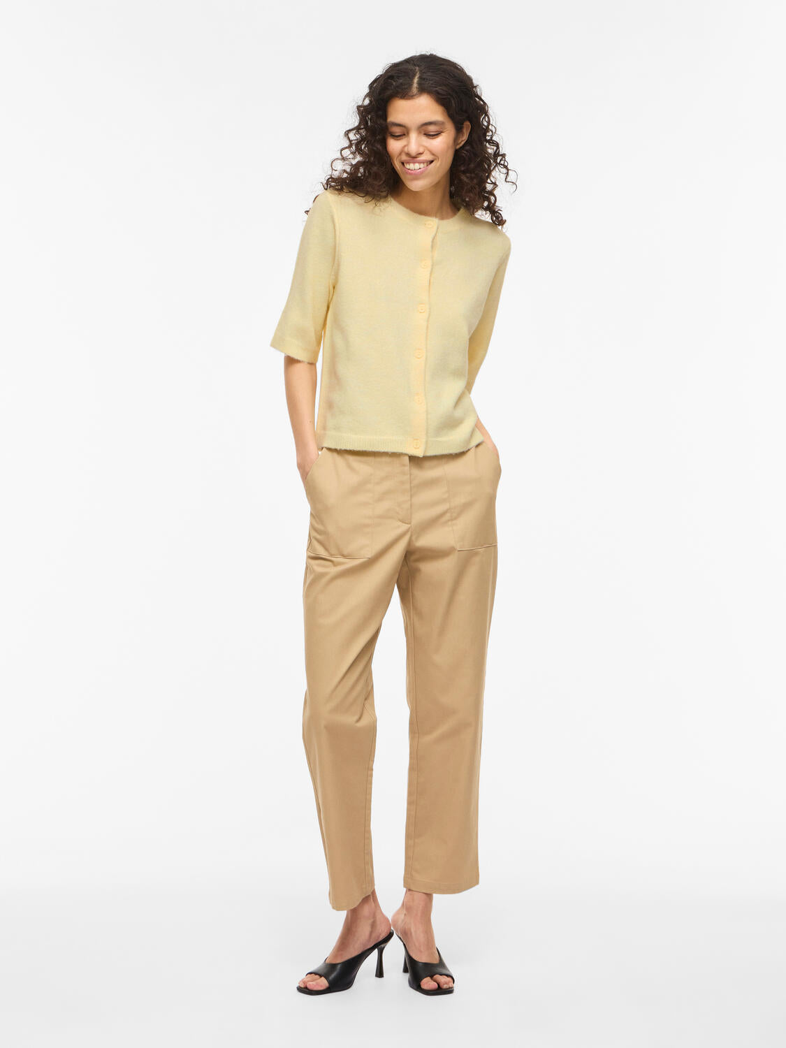 Viliga kortærmet cardigan - Pastel Yellow